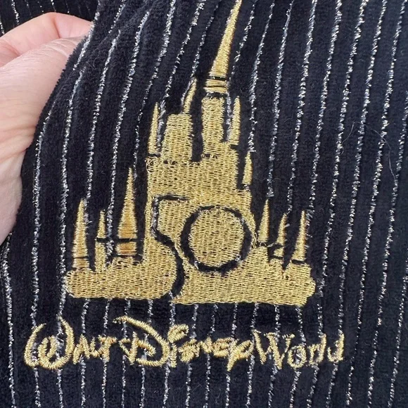 Disney Park Joggers Corduroy 50th Anniversary Spirit Black Gold Castle XXL - Picture 2 of 8
